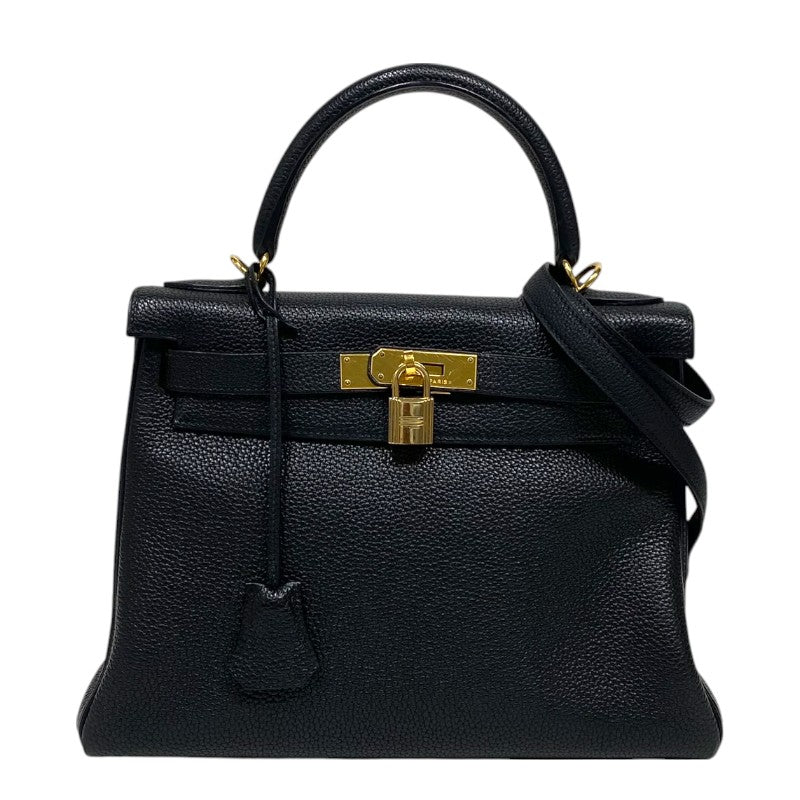 エルメス HERMES ケリー28 内縫い □G刻 ブラック ゴールド金具 トゴ レディース ハンドバッグ