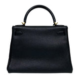 エルメス HERMES ケリー28 内縫い □G刻 ブラック ゴールド金具 トゴ レディース ハンドバッグ