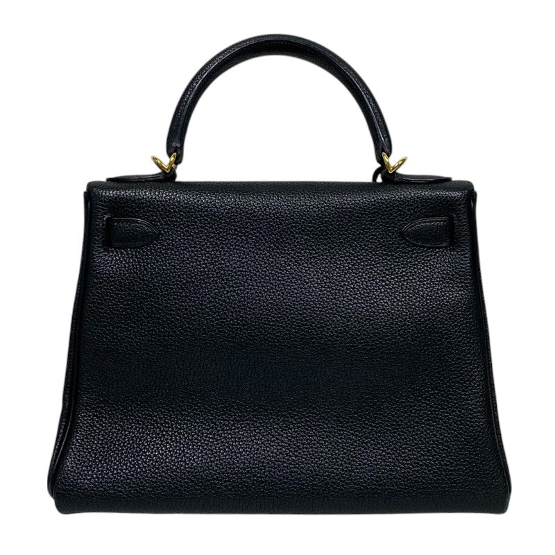 エルメス HERMES ケリー28 内縫い □G刻 ブラック ゴールド金具 トゴ レディース ハンドバッグ