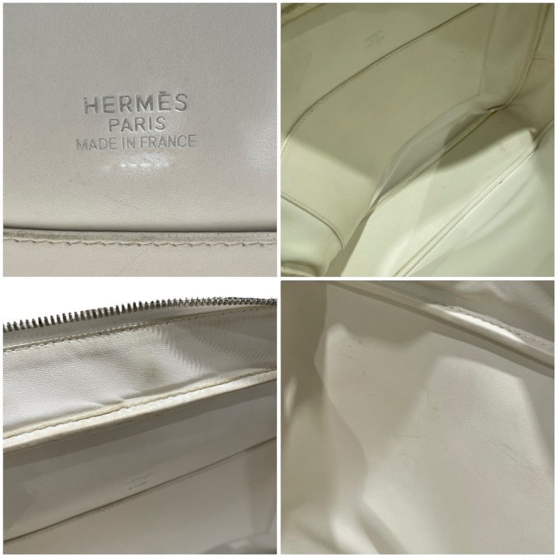 エルメス HERMES プリュムドッグ □J刻 ホワイト/シルバー金具 エプソン メンズ トートバッグ