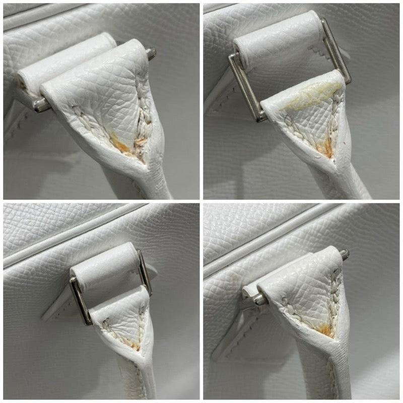 エルメス HERMES プリュムドッグ □J刻 ホワイト/シルバー金具 エプソン メンズ トートバッグ