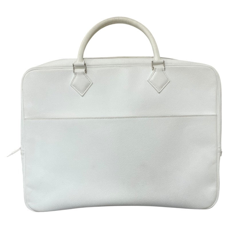 エルメス HERMES プリュムドッグ □J刻 ホワイト/シルバー金具 エプソン メンズ トートバッグ
