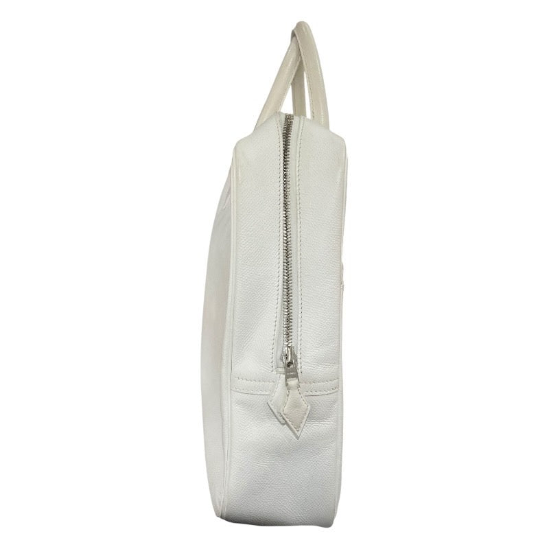 エルメス HERMES プリュムドッグ □J刻 ホワイト/シルバー金具 エプソン メンズ トートバッグ