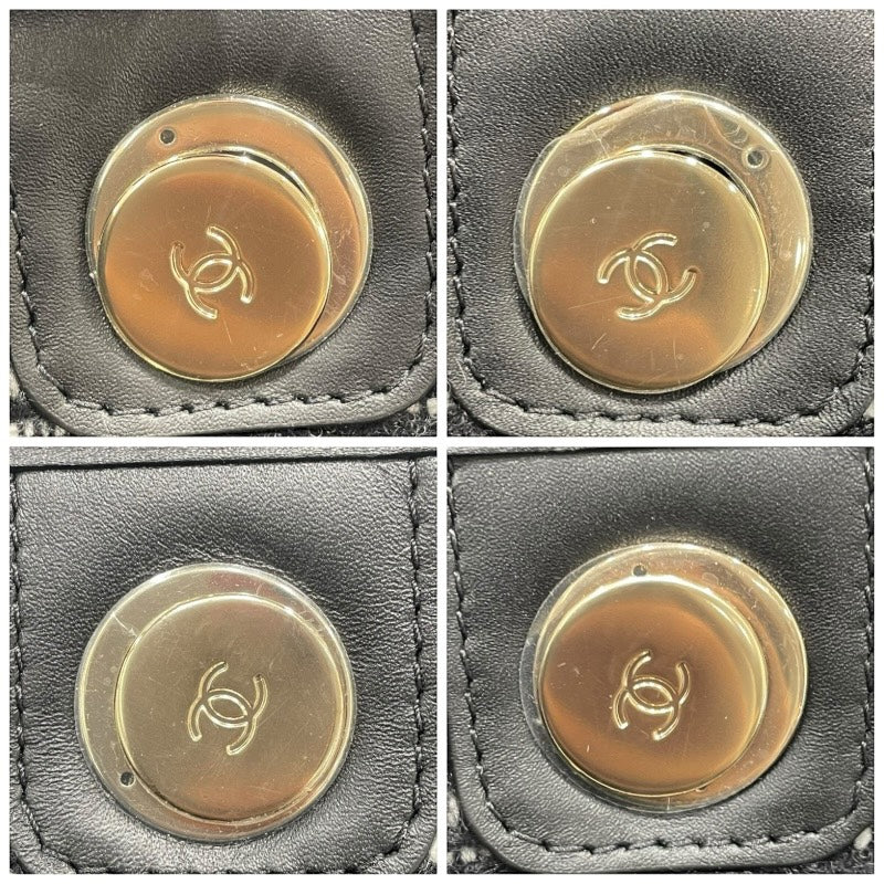 シャネル CHANEL ドーヴィルラージショッピングバッグ A66941 ブラック ツイード レディース トートバッグ