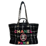 シャネル CHANEL ドーヴィルラージショッピングバッグ A66941 ブラック ツイード レディース トートバッグ
