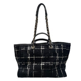 シャネル CHANEL ドーヴィルラージショッピングバッグ A66941 ブラック ツイード レディース トートバッグ