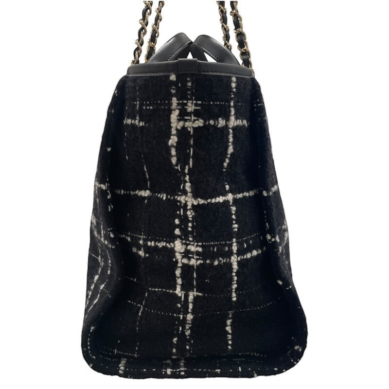 シャネル CHANEL ドーヴィルラージショッピングバッグ A66941 ブラック ツイード レディース トートバッグ