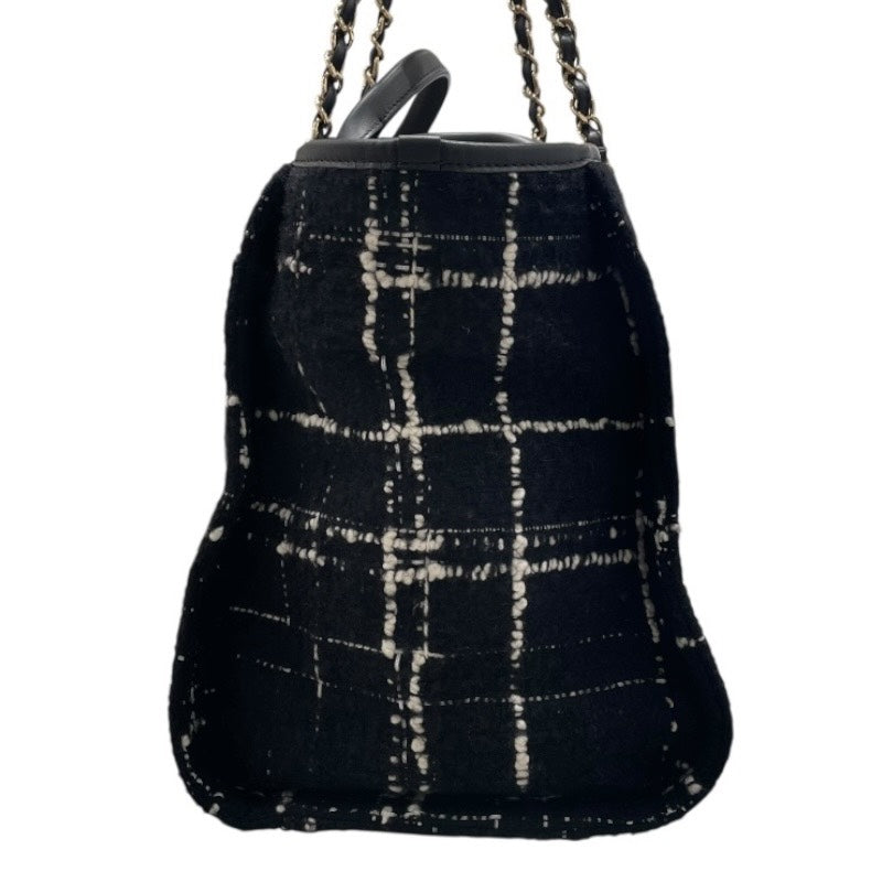 シャネル CHANEL ドーヴィルラージショッピングバッグ A66941 ブラック ツイード レディース トートバッグ