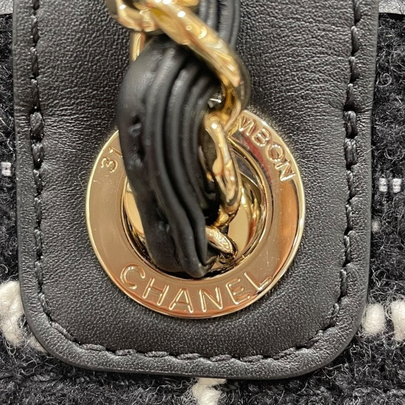 シャネル CHANEL ドーヴィルラージショッピングバッグ A66941 ブラック ツイード レディース トートバッグ