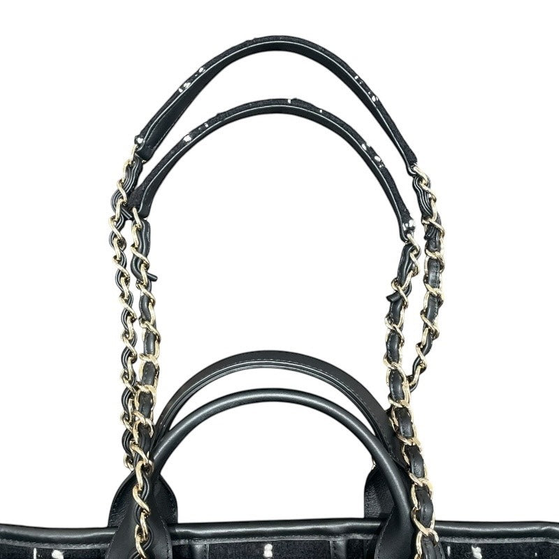 シャネル CHANEL ドーヴィルラージショッピングバッグ A66941 ブラック ツイード レディース トートバッグ