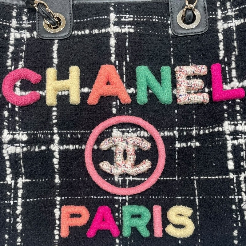 シャネル CHANEL ドーヴィルラージショッピングバッグ A66941 ブラック ツイード レディース トートバッグ
