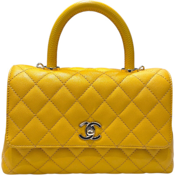 シャネル CHANEL ココハンドルXS A92990 ランダム イエロー　シルバー金具 レザー キャビア レディース ショルダーバッグ