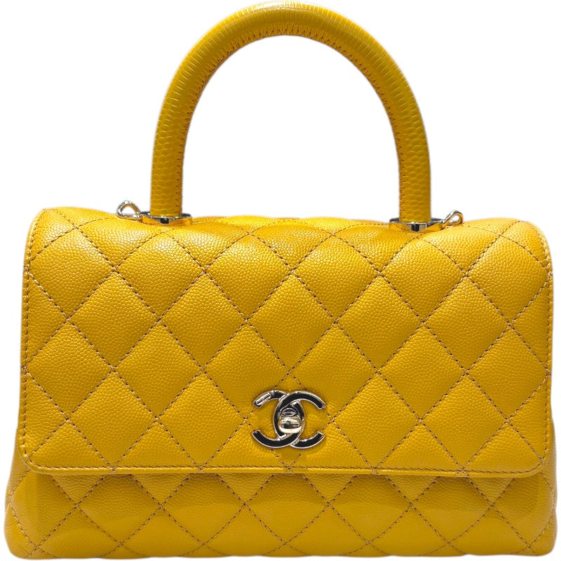 シャネル CHANEL ココハンドルXS A92990 ランダム イエロー　シルバー金具 レザー キャビア レディース ショルダーバッグ