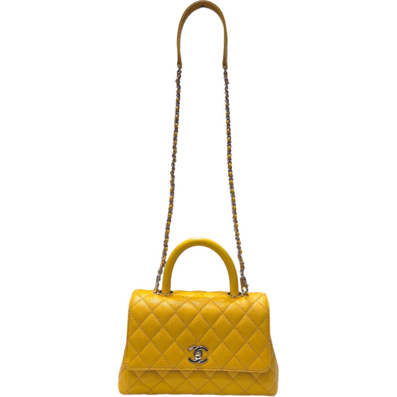 シャネル CHANEL ココハンドルXS A92990 ランダム イエロー　シルバー金具 レザー キャビア レディース ショルダーバッグ