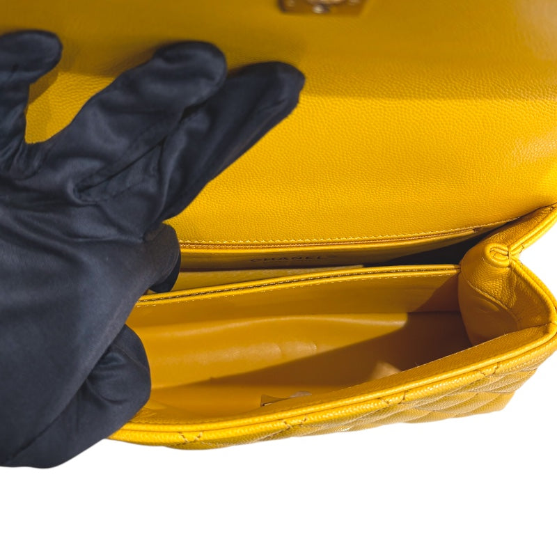 シャネル CHANEL ココハンドルXS A92990 ランダム イエロー　シルバー金具 レザー キャビア レディース ショルダーバッグ