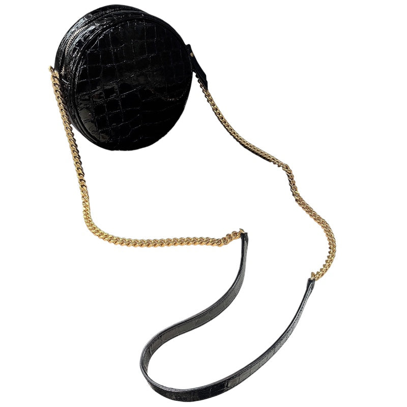 サンローラン/ブラックレザー スタッズミニスカート サンローラン SAINT LAURENT ラウンドバッグ ブラック 型押し