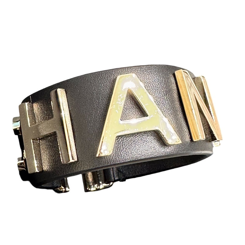 シャネル CHANEL ロゴレザーブレスレット ブラック レザー　メタル レディース ブレスレット