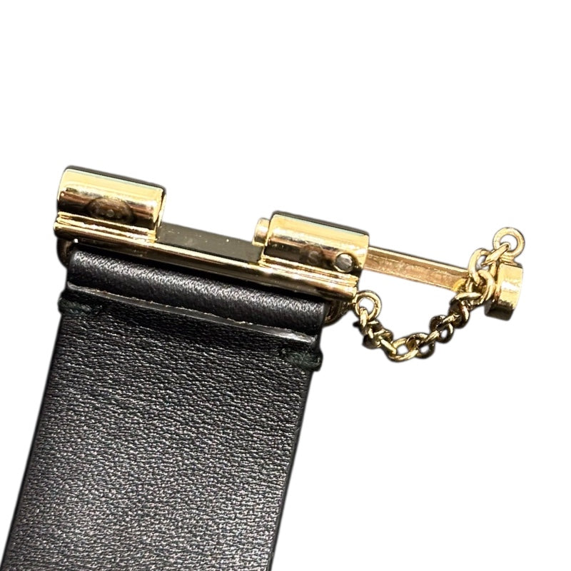 シャネル CHANEL ロゴレザーブレスレット ブラック レザー　メタル レディース ブレスレット