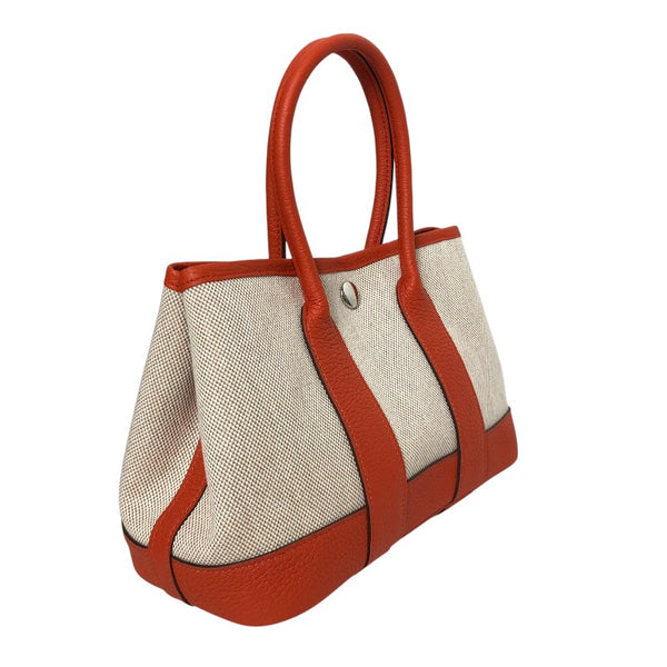 エルメス HERMES ネオガーデン23 K刻 エクリュ・オレンジフィールド シルバー金具 トワル・ネゴンダ　 レディース ハンドバッグ
