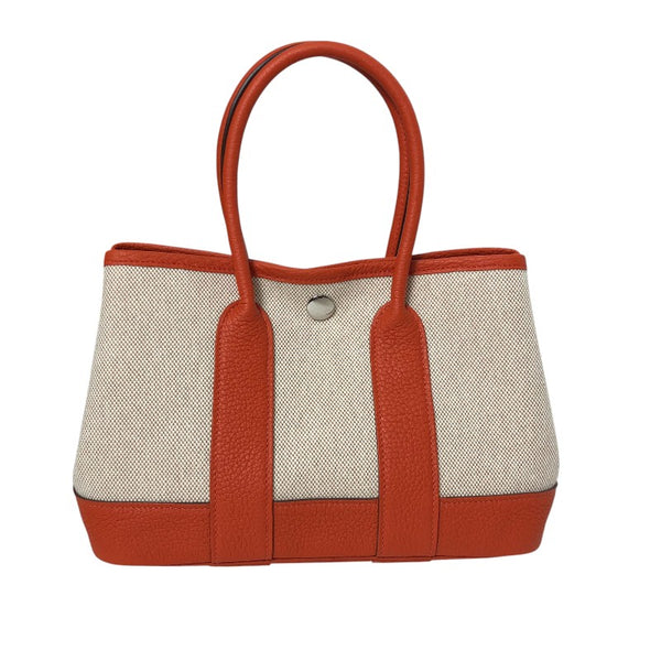 エルメス HERMES ネオガーデン23 K刻 エクリュ・オレンジフィールド シルバー金具 トワル・ネゴンダ　 レディース ハンドバッグ
