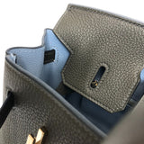 エルメス HERMES バーキン25 ヴェルソ B刻 ヴェールマキ・ブループリュム ゴールド金具 トゴ レディース ハンドバッグ