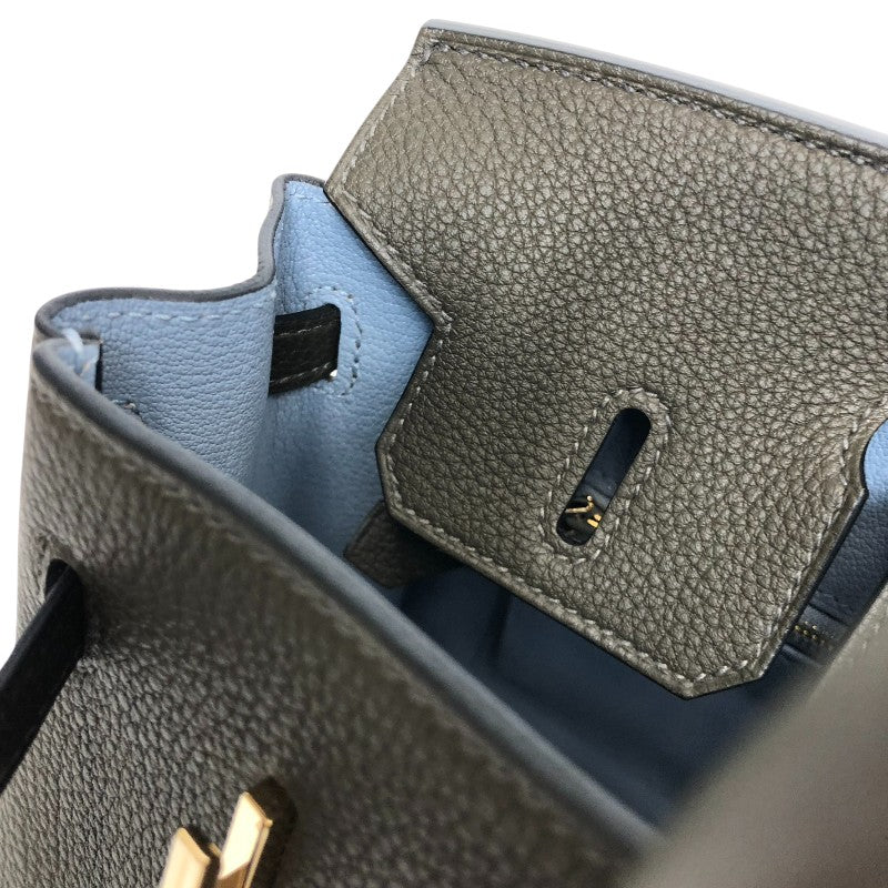 エルメス HERMES バーキン25 ヴェルソ B刻 ヴェールマキ・ブループリュム ゴールド金具 トゴ レディース ハンドバッグ