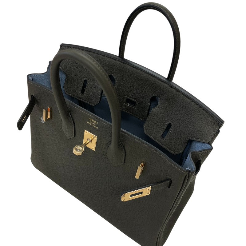 エルメス HERMES バーキン25 ヴェルソ B刻 ヴェールマキ・ブループリュム ゴールド金具 トゴ レディース ハンドバッグ