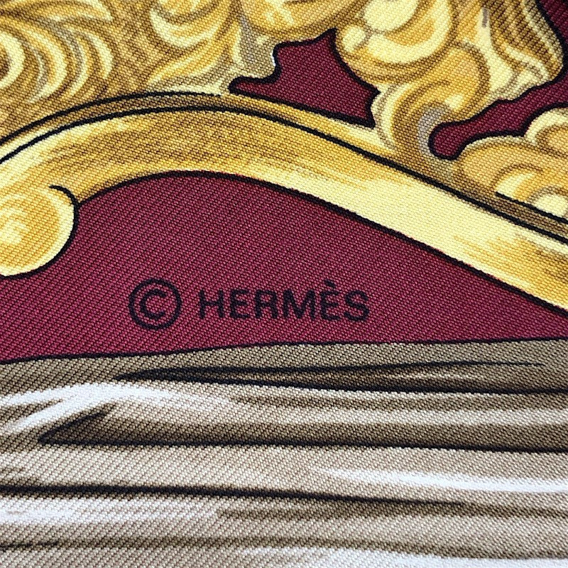 エルメス HERMES カレ90 ETRIERS レッド系 シルク100% レディース スカーフ