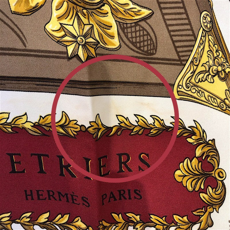 エルメス HERMES カレ90 ETRIERS レッド系 シルク100% レディース スカーフ