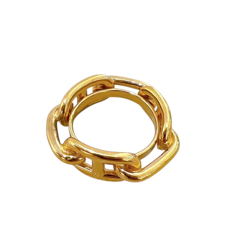 エルメス HERMES ルガデスカーフリング ゴールド メタル アクセサリー