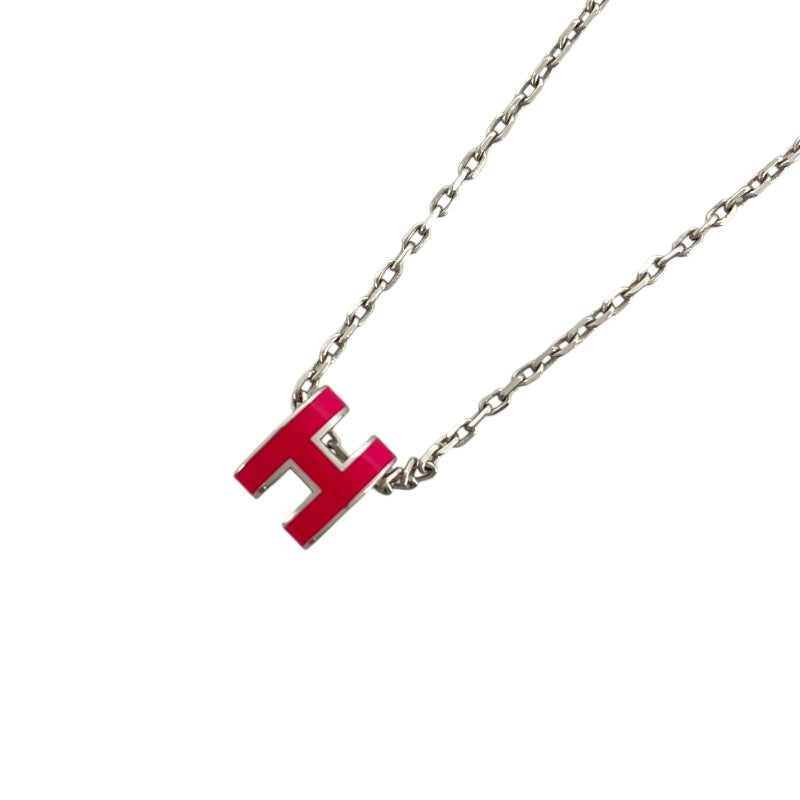 エルメス HERMES ポップアッシュミニネックレス フューシャ シルバー金具 メタル アクセサリー