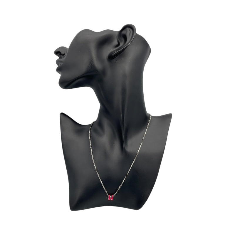 エルメス HERMES ポップアッシュミニネックレス フューシャ シルバー金具 メタル アクセサリー