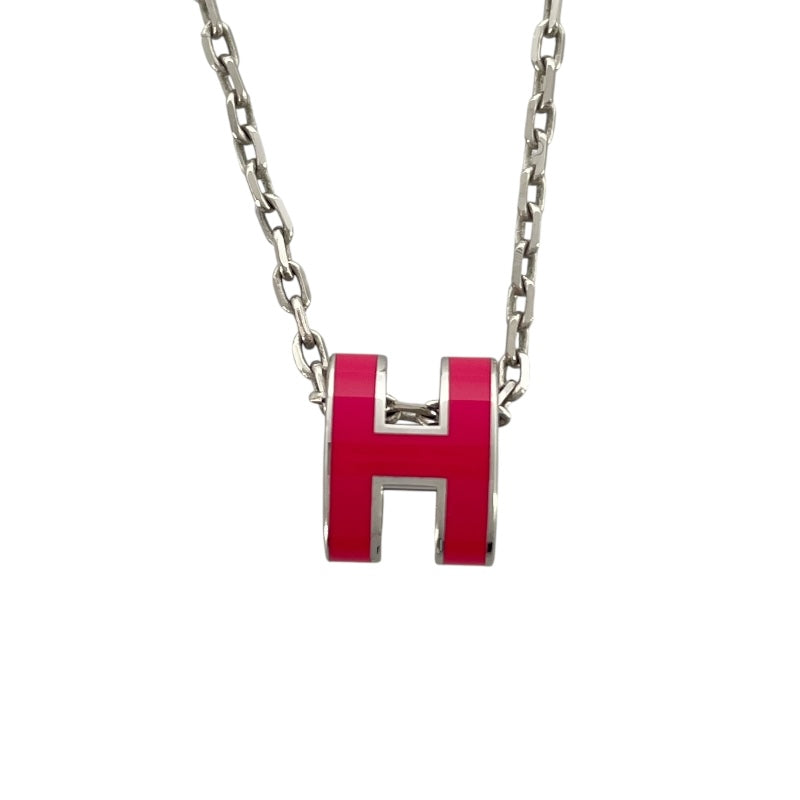 エルメス HERMES ポップアッシュミニネックレス フューシャ シルバー金具 メタル アクセサリー