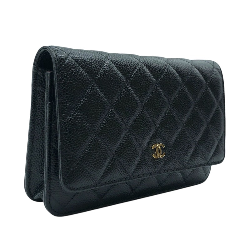 シャネル CHANEL マトラッセチェーンウォレット AP0250 ブラック・ゴールド金具 キャビア レディース ウォレットチェーン