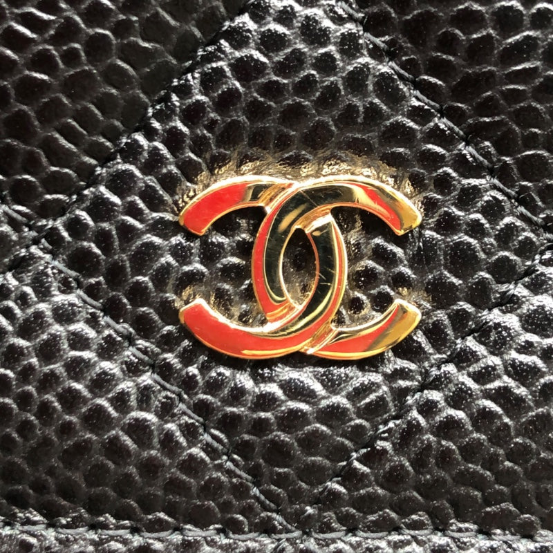 シャネル CHANEL マトラッセチェーンウォレット AP0250 ブラック・ゴールド金具 キャビア レディース ウォレットチェーン