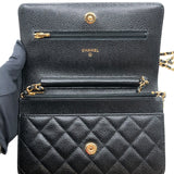 シャネル CHANEL マトラッセチェーンウォレット AP0250 ブラック・ゴールド金具 キャビア レディース ウォレットチェーン