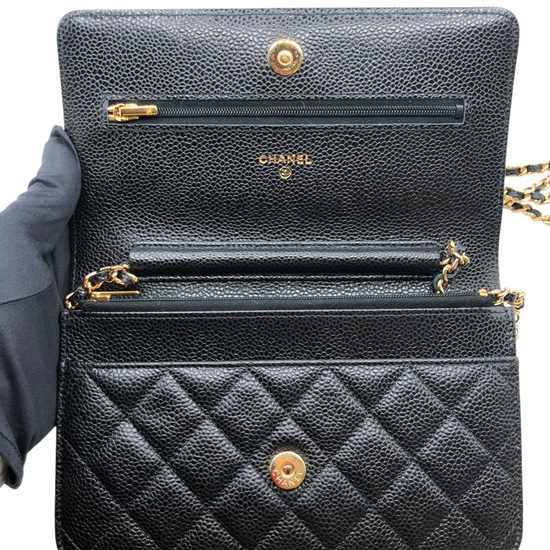 シャネル CHANEL マトラッセチェーンウォレット AP0250 ブラック・ゴールド金具 キャビア レディース ウォレットチェーン