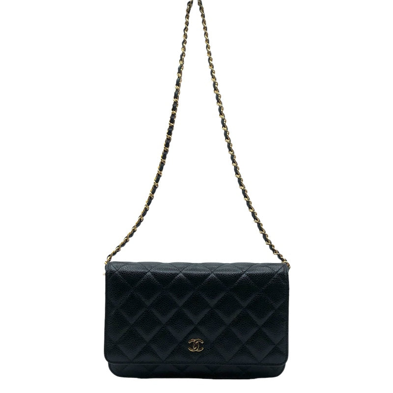 シャネル CHANEL マトラッセチェーンウォレット AP0250 ブラック・ゴールド金具 キャビア レディース ウォレットチェーン