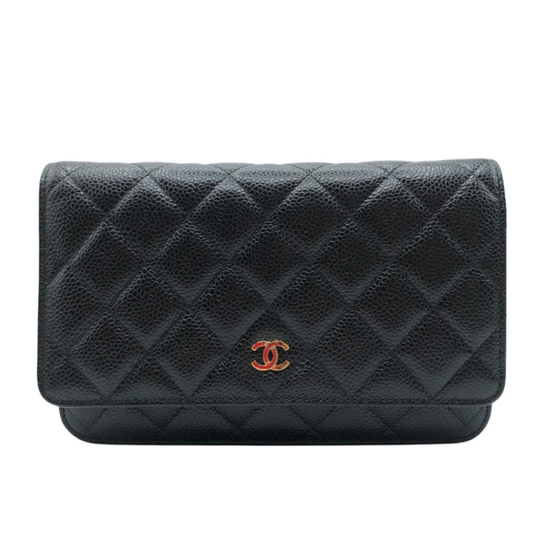 シャネル CHANEL マトラッセチェーンウォレット AP0250 ブラック・ゴールド金具 キャビア レディース ウォレットチェーン