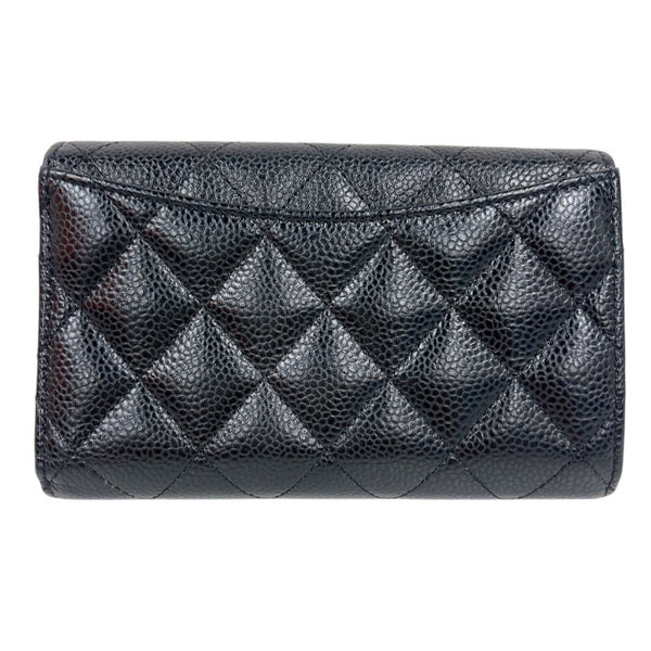シャネル CHANEL タイムレス クラシック ミディアムウォレット AP0232 ブラック ゴールド金具 キャビアスキン レディース 三つ折り財布