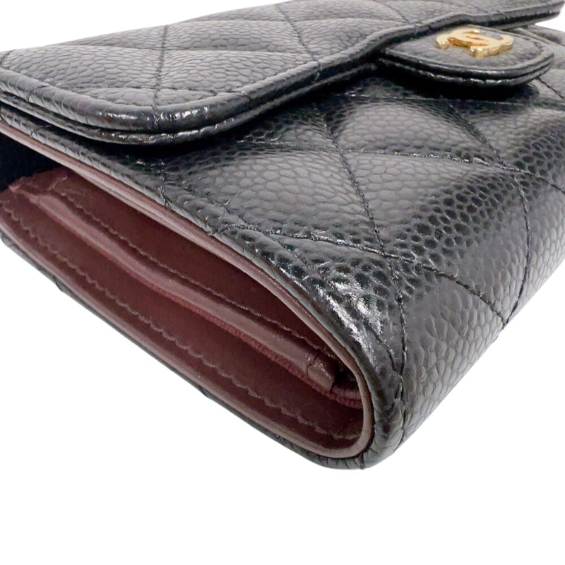 シャネル CHANEL タイムレス クラシック ミディアムウォレット AP0232 ブラック ゴールド金具 キャビアスキン レディース 三つ折り財布
