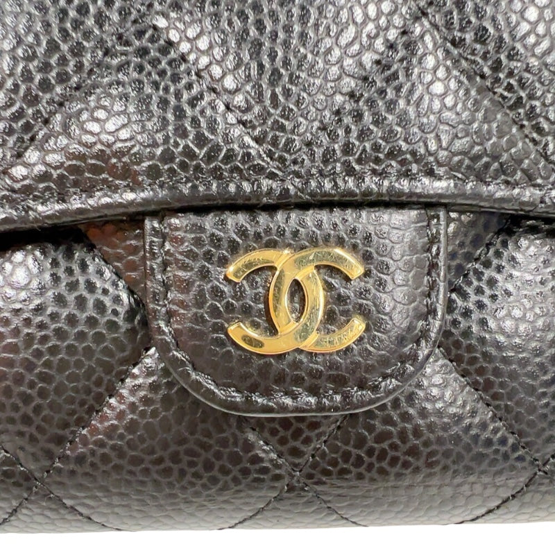 シャネル CHANEL タイムレス クラシック ミディアムウォレット AP0232 ブラック ゴールド金具 キャビアスキン レディース 三つ折り財布