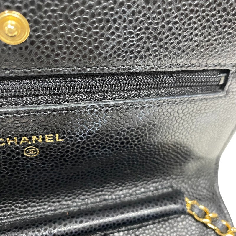 シャネル CHANEL マトラッセ チェーンウォレット A33814 27番台 ブラック ゴールド金具 キャビアスキン レディース ショルダーバッグ