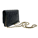 シャネル CHANEL マトラッセ チェーンウォレット A33814 27番台 ブラック ゴールド金具 キャビアスキン レディース ショルダーバッグ