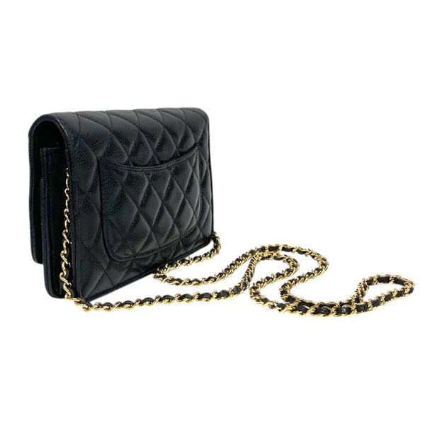 シャネル CHANEL マトラッセ チェーンウォレット A33814 27番台 ブラック ゴールド金具 キャビアスキン レディース ショルダーバッグ