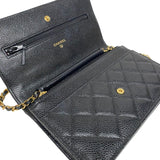 シャネル CHANEL マトラッセ チェーンウォレット A33814 27番台 ブラック ゴールド金具 キャビアスキン レディース ショルダーバッグ