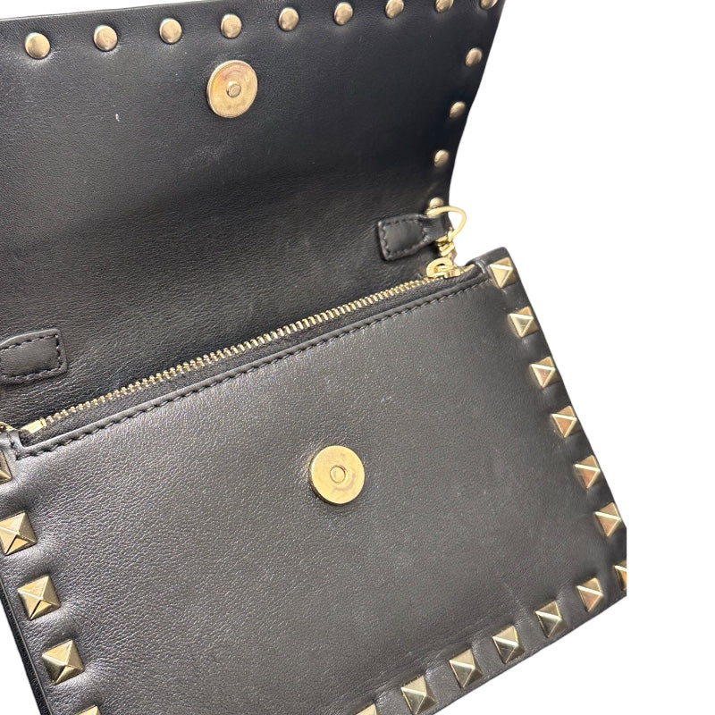 ヴァレンティノ VALENTINO ロックスタッズ　ショルダーウォレット ブラック レザー レディース ショルダーバッグ