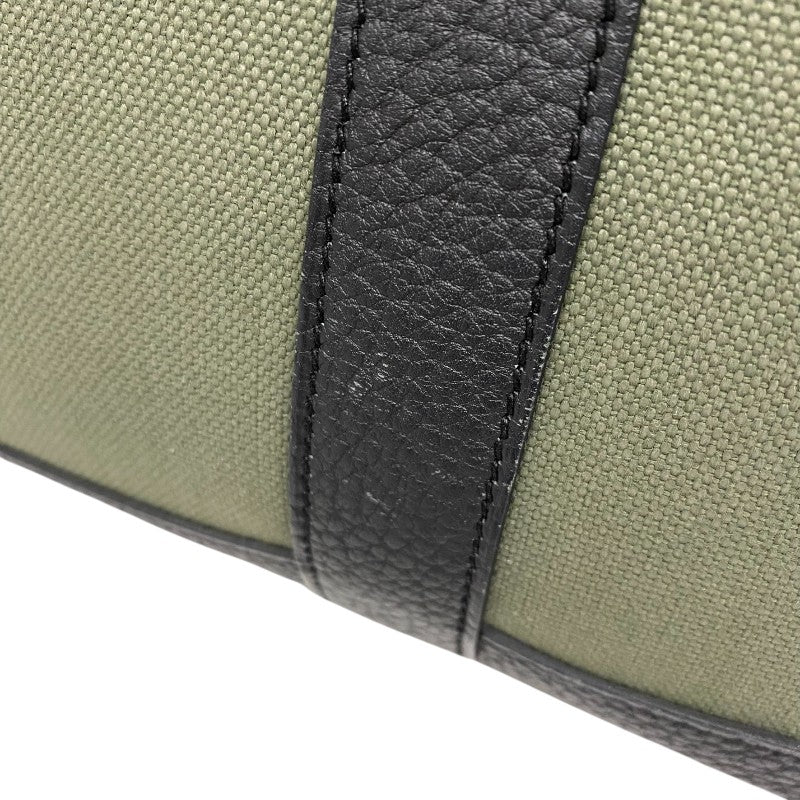 エルメス HERMES ガーデンパーティTPM B刻 カーキ×ブラック シルバー金具 トワル レディース トートバッグ