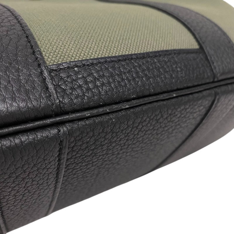 エルメス HERMES ガーデンパーティTPM B刻 カーキ×ブラック シルバー金具 トワル レディース トートバッグ