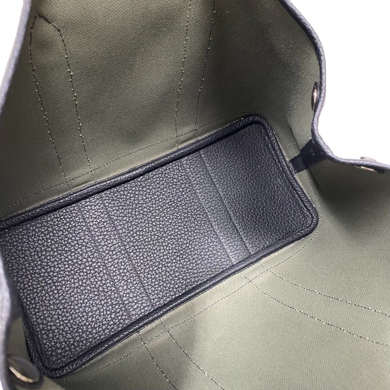 エルメス HERMES ガーデンパーティTPM B刻 カーキ×ブラック シルバー金具 トワル レディース トートバッグ